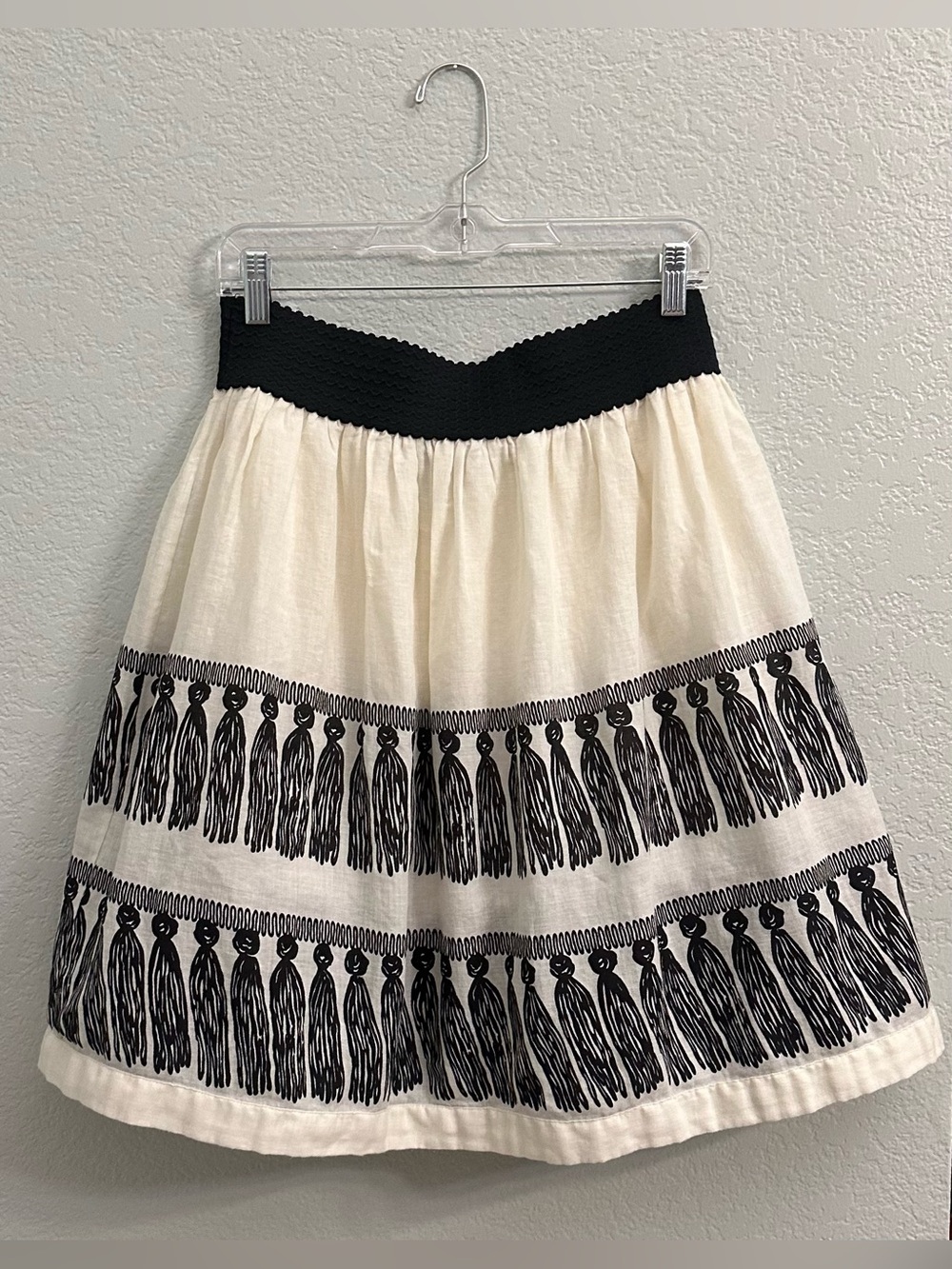 Anthropologie Girls From Savoy Tiered Tassel A-Line Skirt M
